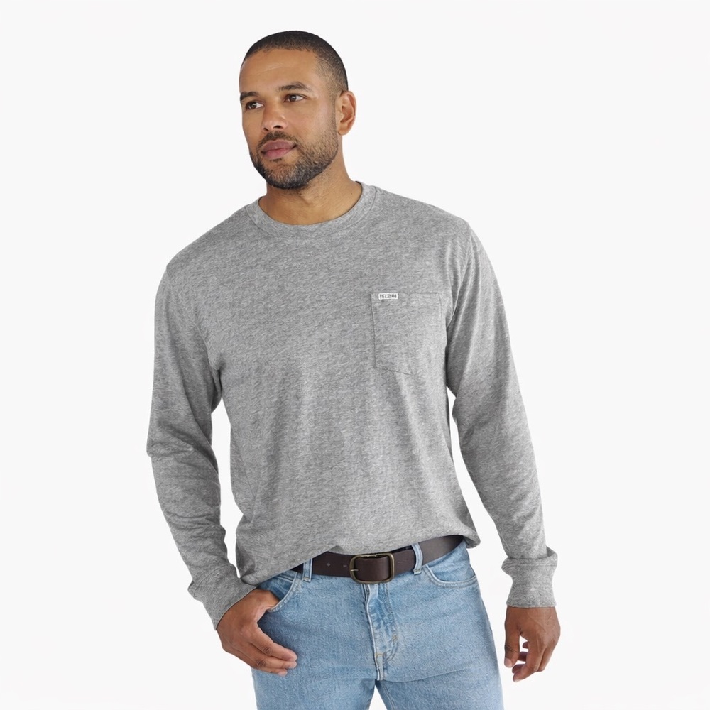 Tecovas Standard Issue Pocket Long Sleeve Tee Gray Casual‎ Cotton Mens Medium